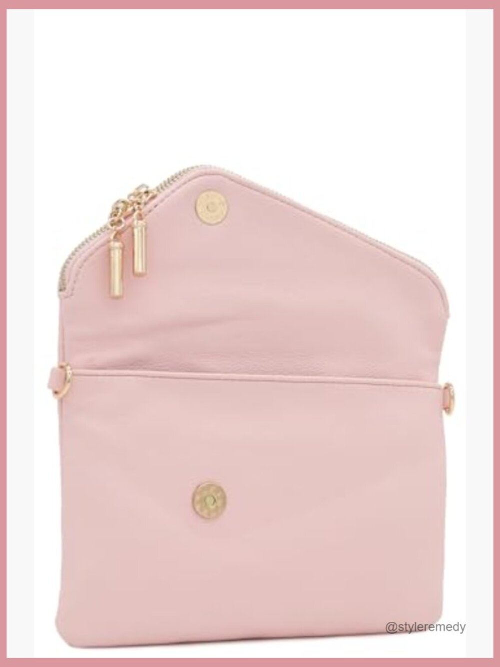 Envelope Wristlet Clutch Crossbody Bag with Chain Strap - Faux Leather - Picture 6 of 7